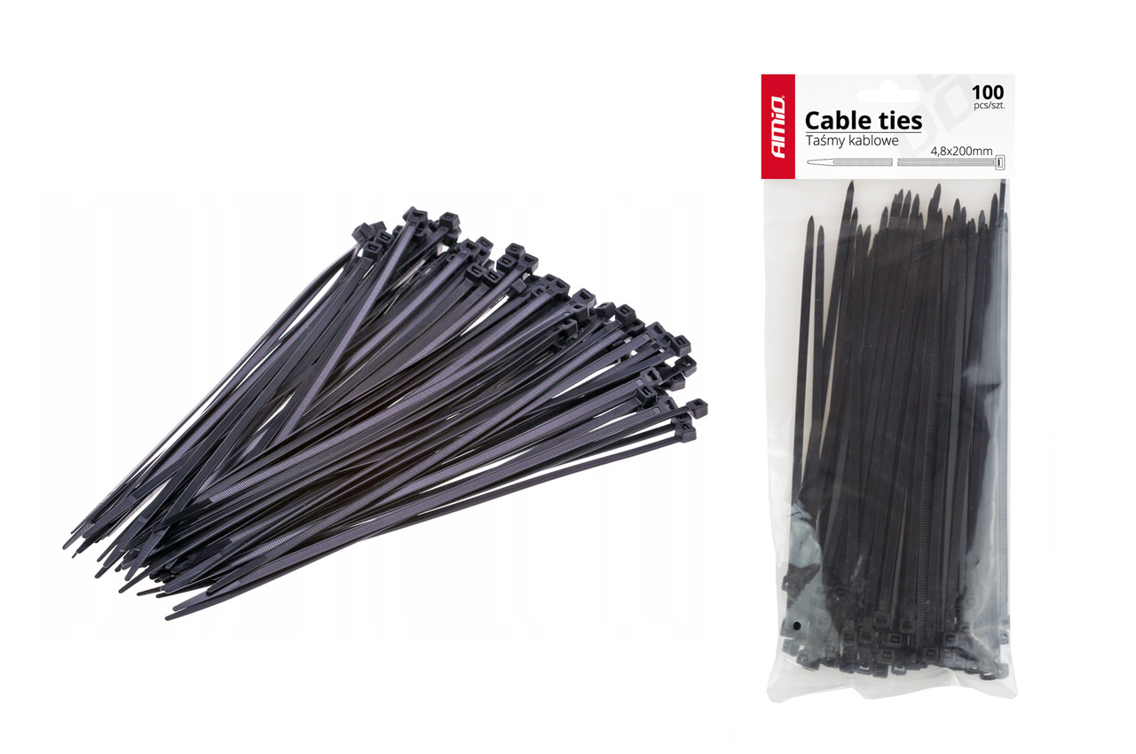 ABRAÇADEIRA SERRILHA PLASTICA PRETA 4.8X200MM - PACK 100 UNID.