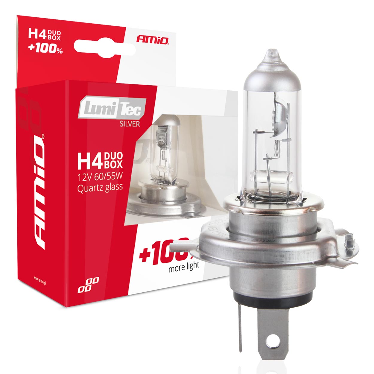 KIT LAMPADAS HALOGENIO LUMITEC SILVER +100% - H4 60/55W