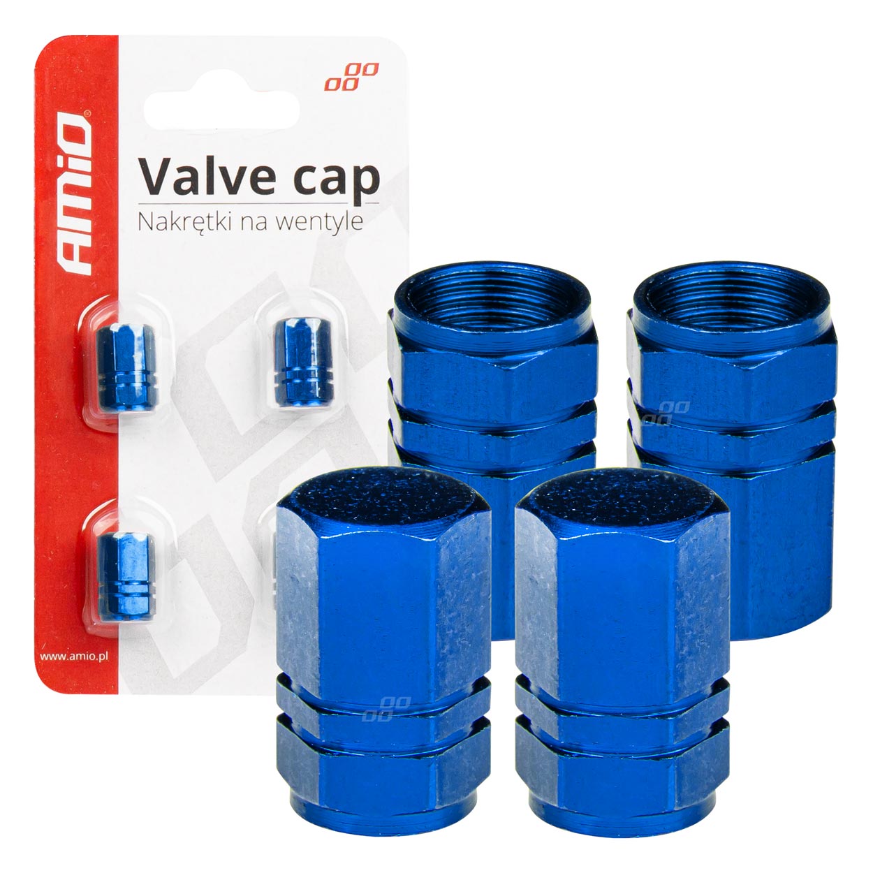 TAMPAS VALVULAS ALUMINIO AZUL (PACK: 4 UNID.)