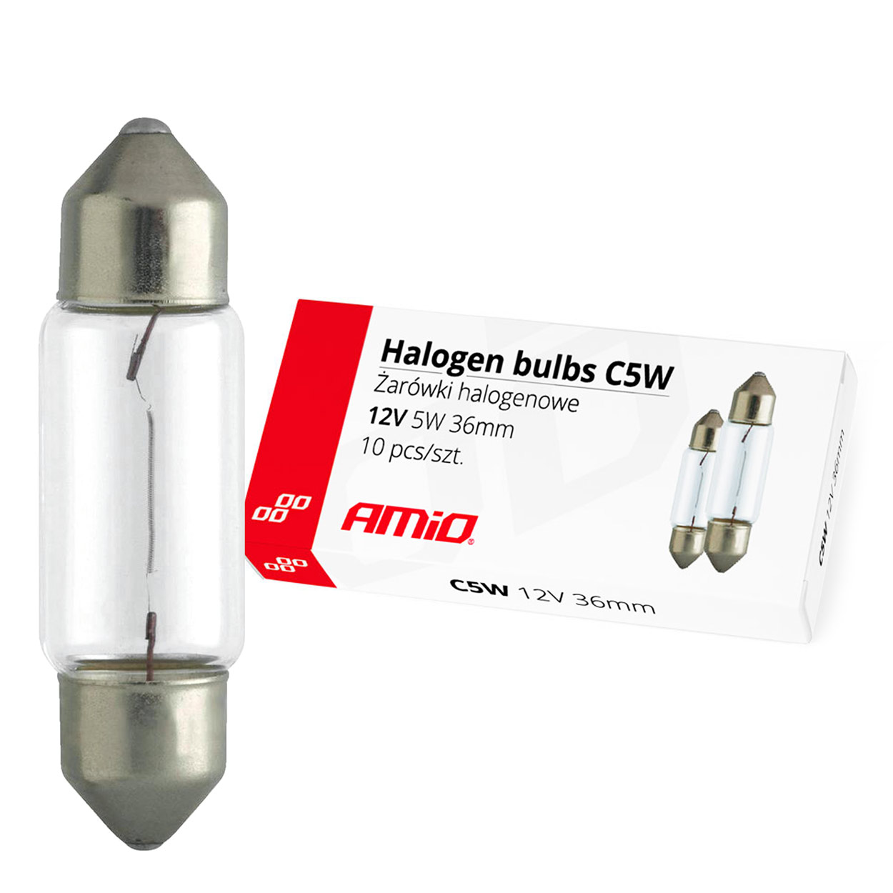 LAMPADA HALOGENIO TUBULAR 12V C5W 36mm - CAIXA 10 UNID.