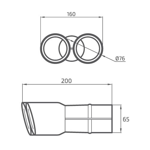 PONTEIRA DE ESCAPE INOX DUPLA DIREITA - INT. 60MM | EXT. 76MM X 2