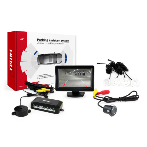 SENSORES ESTACIONAMENTO AMIO 18MM COM CAMARA + MONITOR TFT 4.3