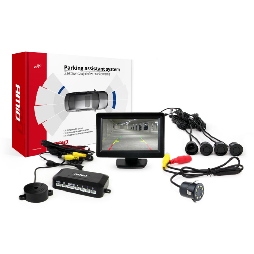 SENSORES ESTACIONAMENTO AMIO 18MM COM CAMARA + MONITOR TFT 4.3