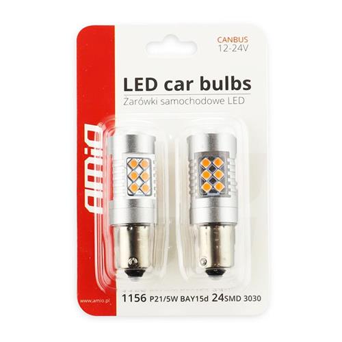 LED CANBUS 3030 24SMD 1156 BAU15S PY21W AMBER 12V/24V