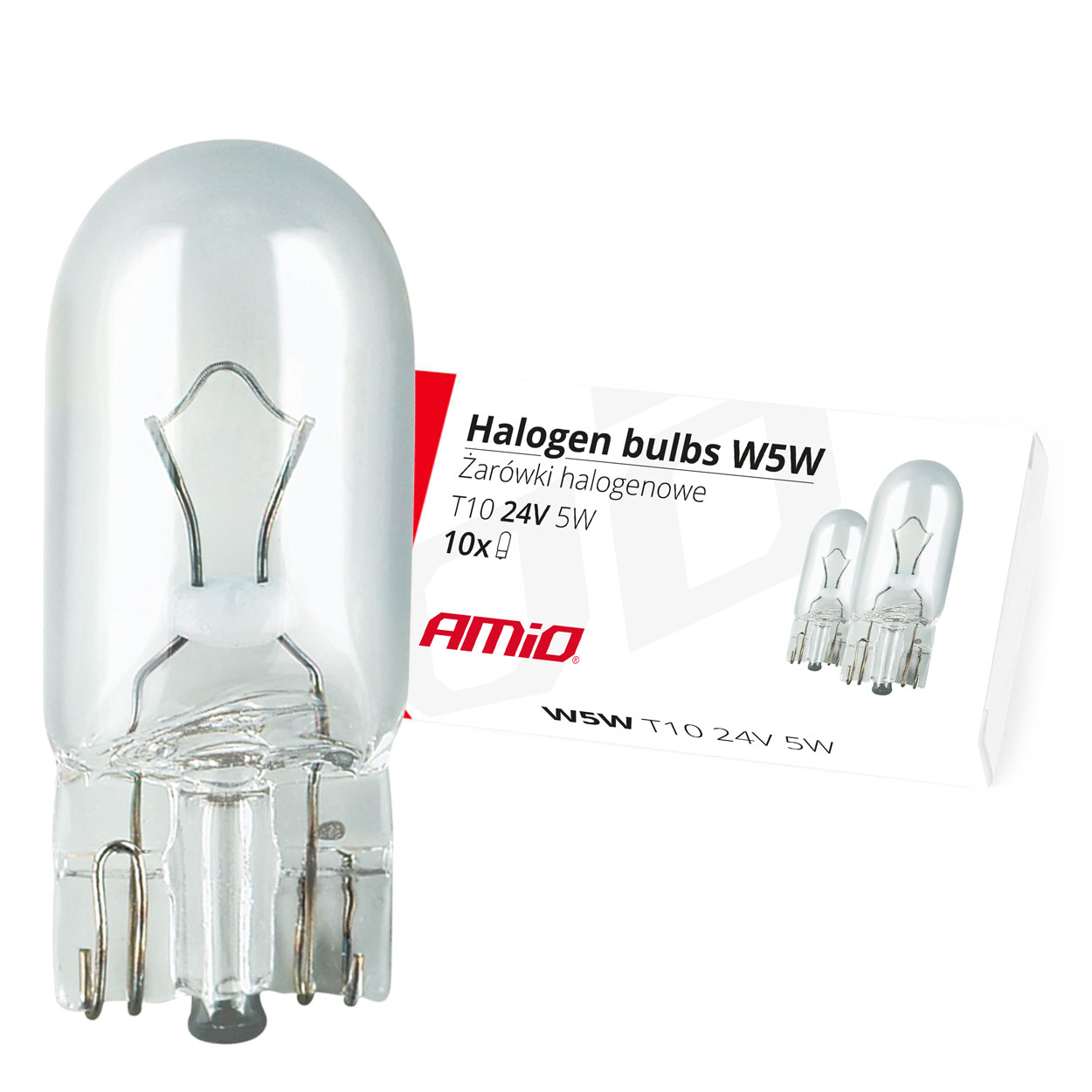 LAMPADA HALOGENIO T10 W5W W2.1X9.5D 24V - CAIXA DE 10 UNID.